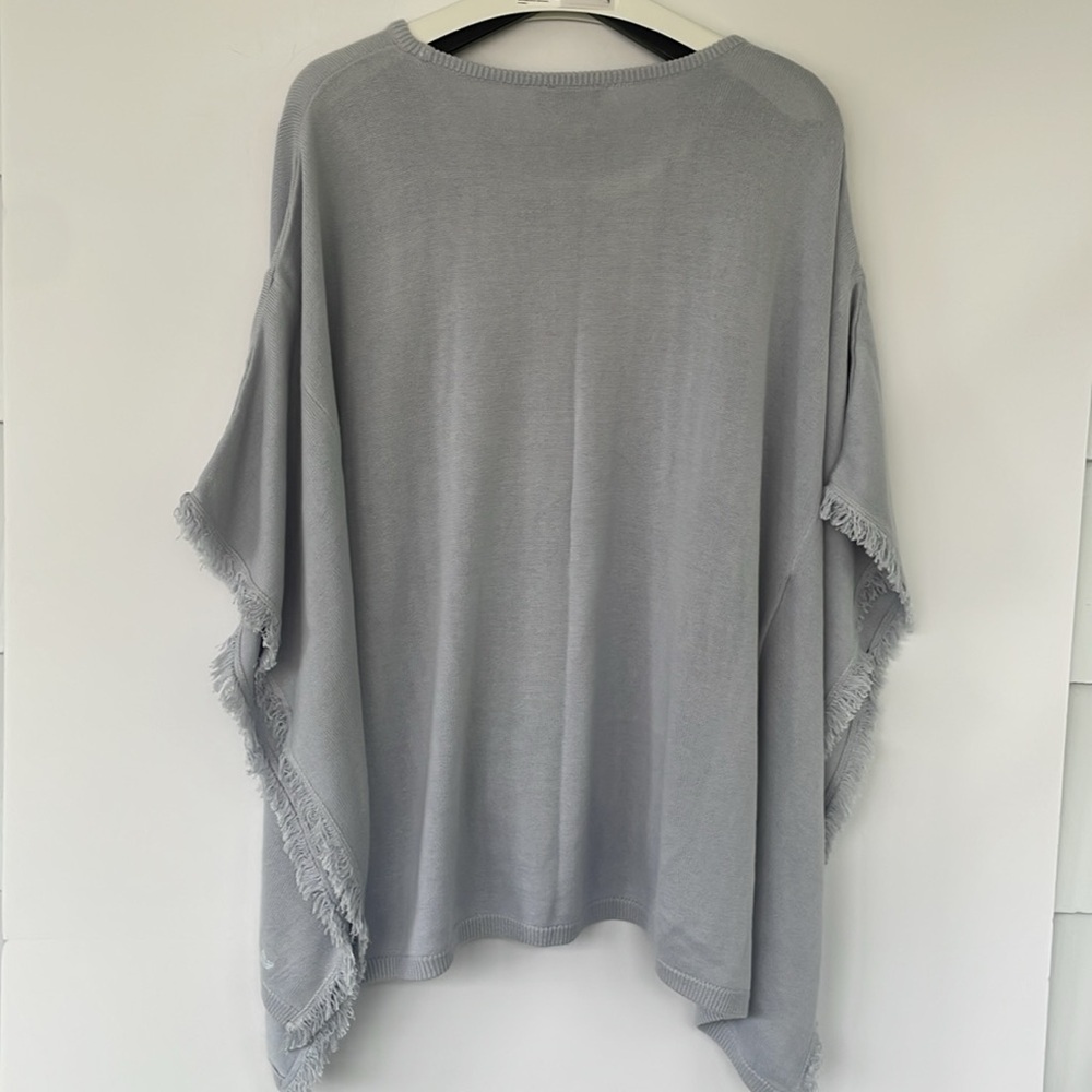 Vineyard Vines Women’s Oversized Fringe Poncho Sweater Cotton Pull Over XS / S - Picture 6 of 17
